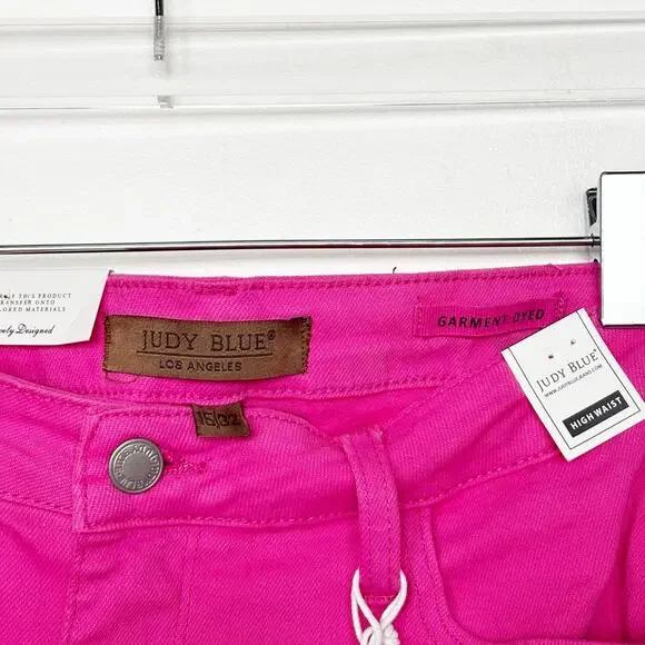 NWT Judy Blue Women's High Waist Dyed Hot Pink 90’s Straight Denim Jeans 15/32 - Picture 4 of 5